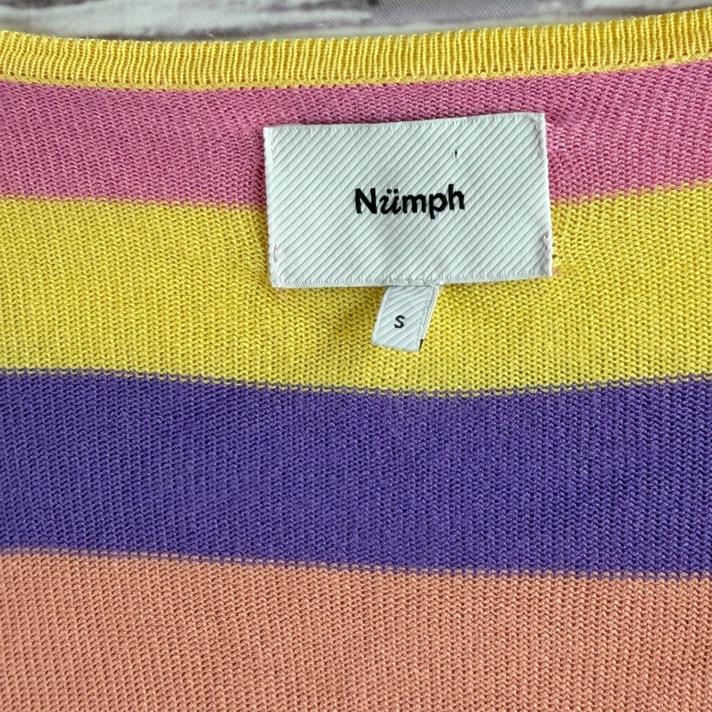 Nümph Tie Front Cardigan Sweater S Womens Pastel V Neck Long Sleeve Lightweight - Picture 3 of 7